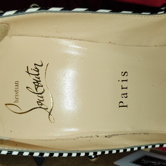 Christian Louboutin Aimanta B&W Striped Women's Heels - EUC 👠 Size 36.5 - Picture 13 of 17